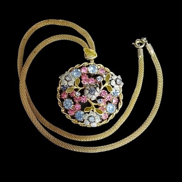 Vintage Austria Enamel Pastel Rhinestone Necklace - Picture 3 of 8